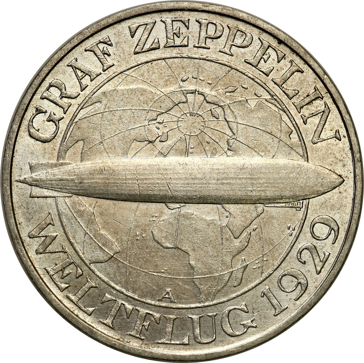 Niemcy, Weimar. 3 marki 1930 A, Berlin - Zeppelin - ŁADNE